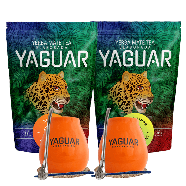 Zestaw Startowy dla dwojga Yerba Mate Yaguar Naranja 500g + Yaguar Menta Limon 500g