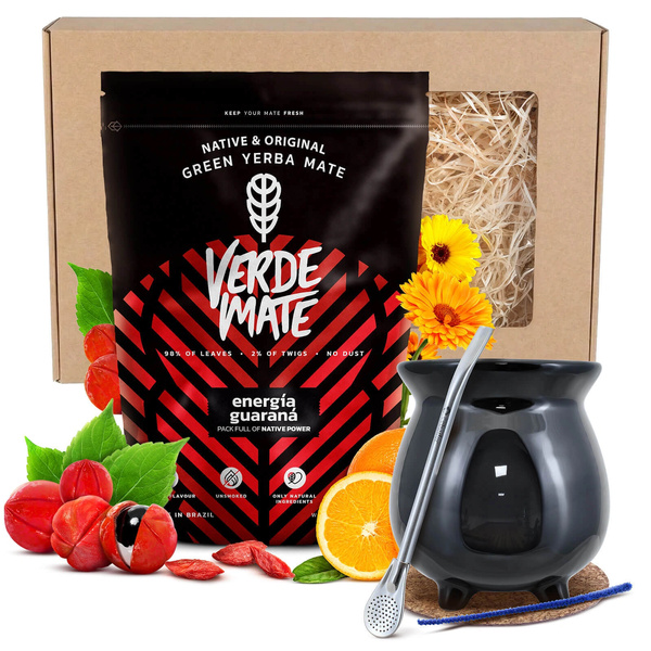 Zestaw prezentowy Yerba Mate: Verde Mate Energía Guaraná + tykwa + bombilla