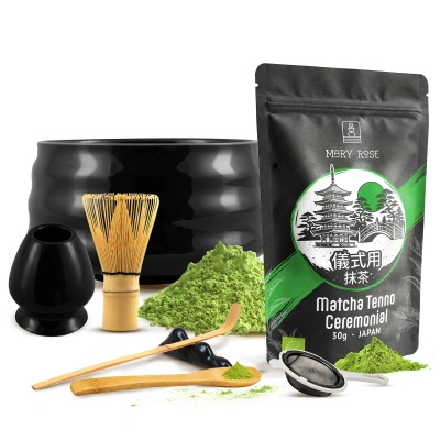Zestaw ceremonialny do parzenia herbaty matcha: japońska matcha BIO ceremonialna 30g + akcesoria