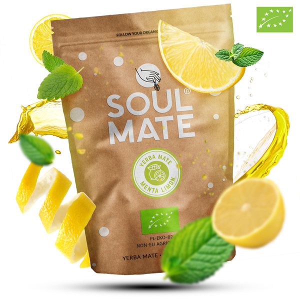 Zestaw Yerba Mate Soul Mate Organica Menta Limon 500g 0,5kg Tykwa + Bombilla