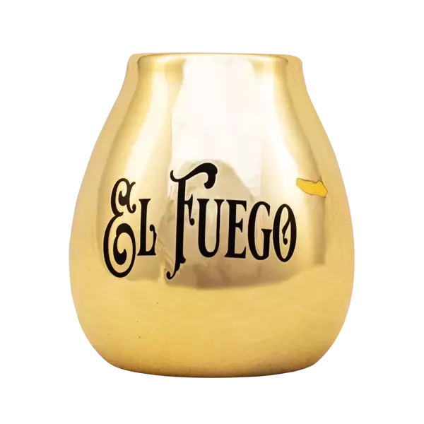 (II. kategoria) Tykwa Ceramiczna z logo El Fuego (złota) 350 ml