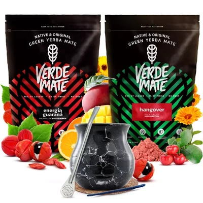 Zestaw yerba mate 2x500g Verde Mate + tykwa Marmori