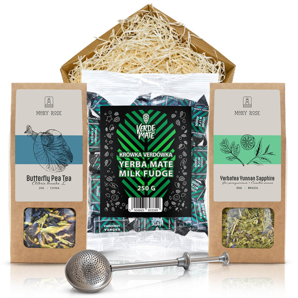 Zestaw Prezentowy Mary Rose + zaparzacz do herbaty + krówki z yerba mate