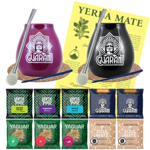 Zestaw Startowy Yerba Mate dla Dwojga: próbki 10x50g + 2x Matero + 2x Bombilla