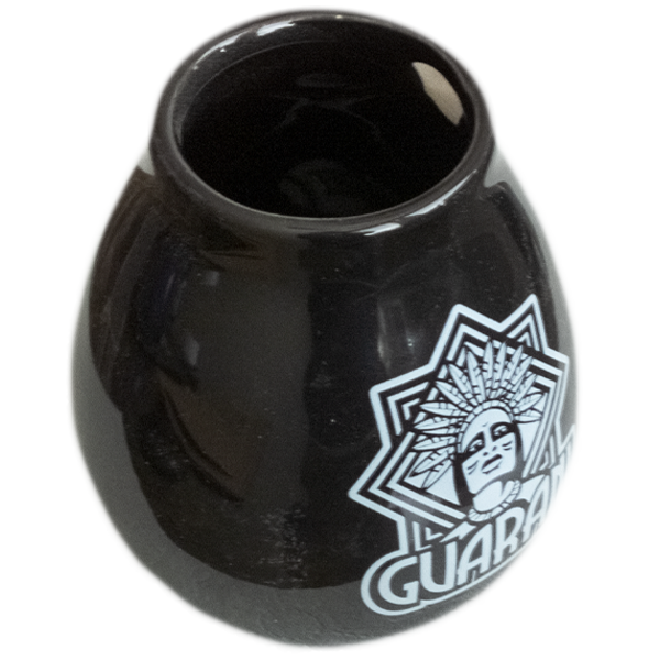(II. kategoria) Tykwa Ceramiczna czarna z logo Guarani - 350ml