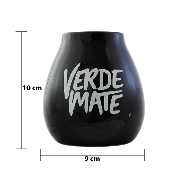 Wymiary tykwy ceramicznej Verde Mate: wysokość 10 cm, średnica 9 cm