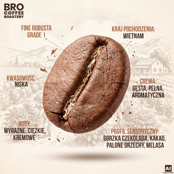 Bro Coffee Roastery – Kawa ziarnista Pure Crema 1 kg