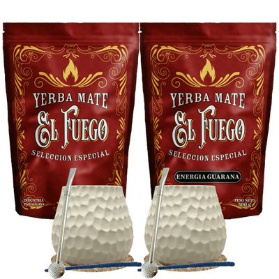 Zestaw Startowy dla dwojga Yerba Mate El Fuego 2x500g + 2x Tykwa + 2x Bombilla