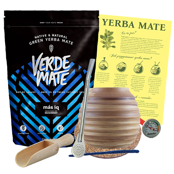 Zestaw Startowy Yerba Mate: Verde Mate Mas IQ 500g + Matero + Bombilla