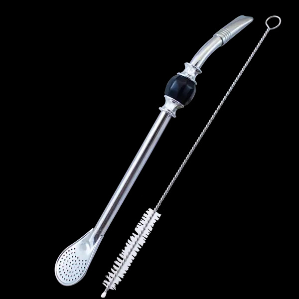 Bombilla Grande z kamieniem - czarna