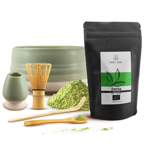 Zestaw PREMIUM do parzenia herbaty matcha: japońska matcha BIO premium 30g + akcesoria