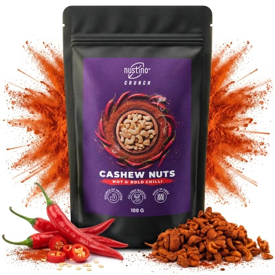 Nustino Crunch – prażone orzechy nerkowca – Hot & Bold Chilli 100 g