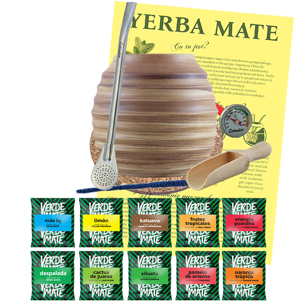 Zestaw Startowy Yerba Mate: próbki Verde Mate 10x50g + Matero + Bombilla