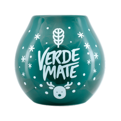 (II. kategoria) Tykwa Ceramiczna z logo Verde Mate - Winter Time 350 ml