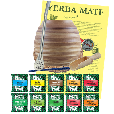 Zestaw Startowy Yerba Mate: próbki Verde Mate 10x50g + Matero + Bombilla