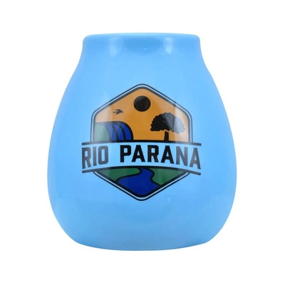 (II kategoria) Tykwa Ceramiczna z logo Rio Parana (niebieska) 330 ml