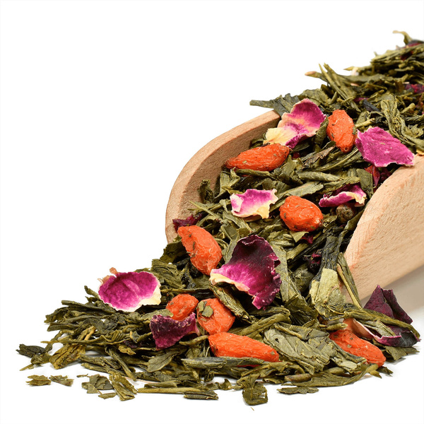 Zestaw prezentowy – kosz upominkowy: herbata + słodkości + akcesoria