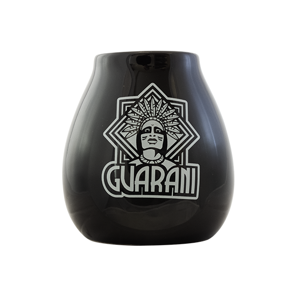 (II. kategoria) Tykwa Ceramiczna czarna z logo Guarani - 350ml